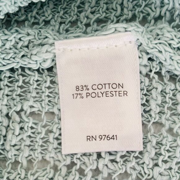 J Jill Sweater M  Aqua Blue Open Knit Tunic Coquette Resort Coastal Beach Boho - Picture 8 of 8